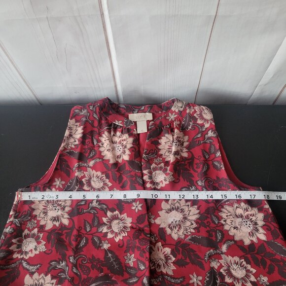 Loft Outlet Midi Dress, XS, Sleeveless, Red Floral Print, V-Neck, Tie-Back, EUC - Picture 8 of 9